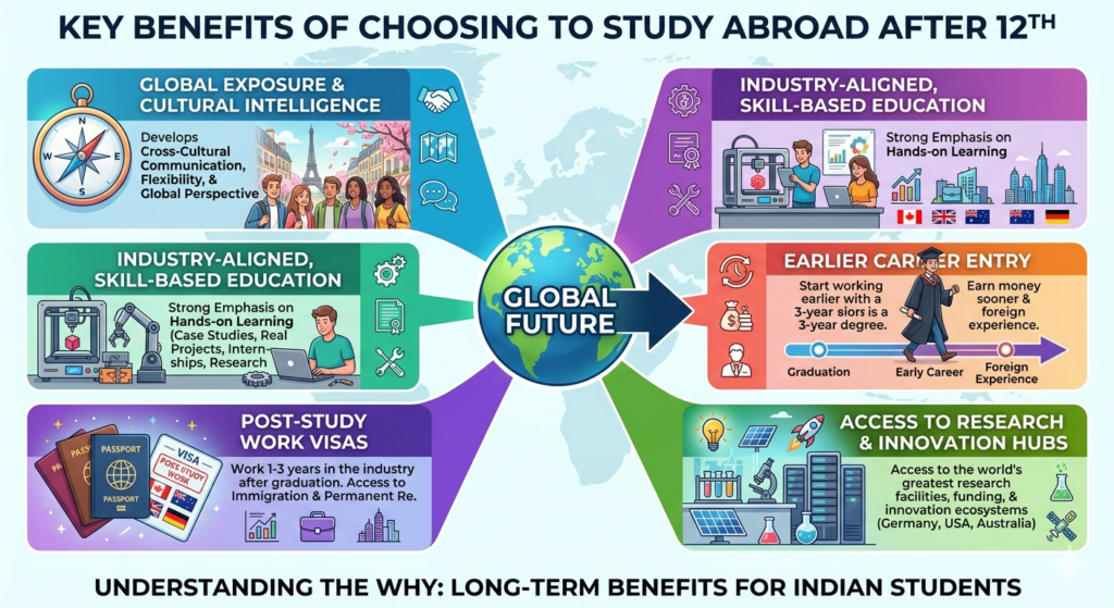 study abroad after 12th guide for Indian students process infographic