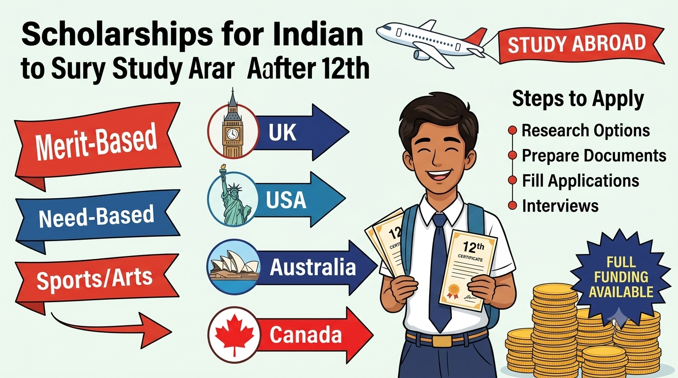 Scholarships for Indian students to study abroad after 12th